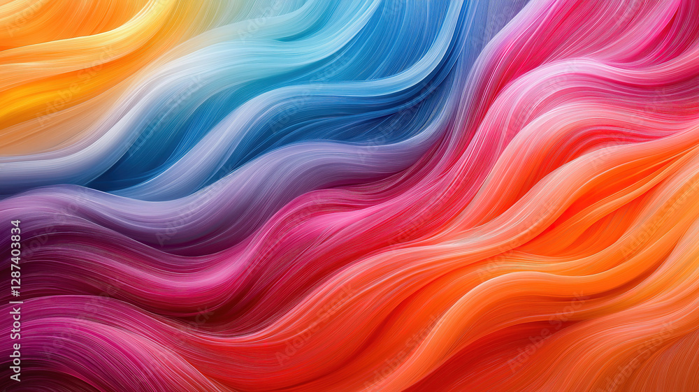 Poster a vibrant abstract colorful wave pattern creating a dynamic and flowing background design