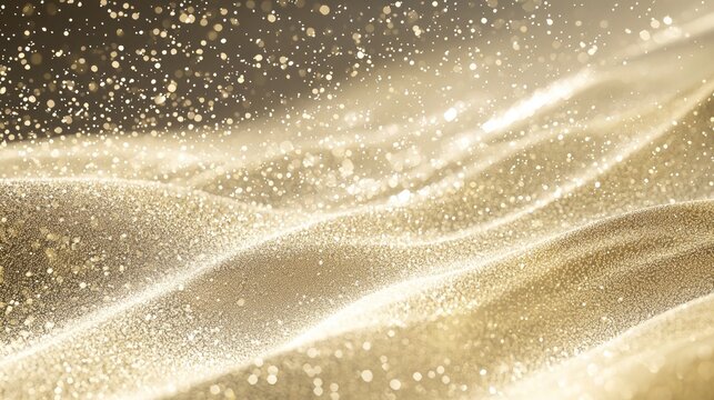 Abstract Shot of Sparkling Particles Over Dune Landscape at Dusk