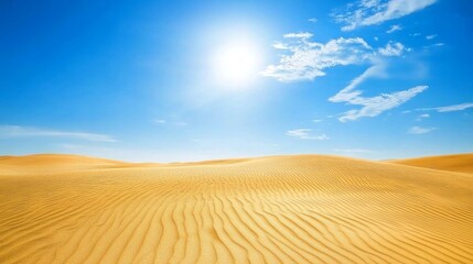 Naklejka premium Bright Midday Scene with Warm Glow Over Serene Desert Landscape