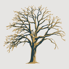 Obraz premium A Flat-Style Leafless tree on a Plain White Background