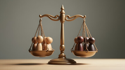 A balanced scale with diverse skin tones, symbolizing racial equality and fairness.