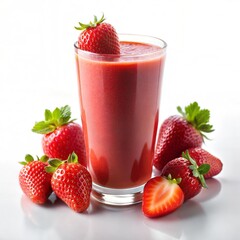 Refreshing Strawberry Juice in a Glass with Fresh Strawberries
