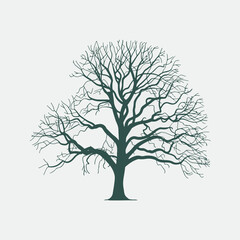 Fototapeta premium A Flat-Style Leafless tree on a Plain White Background