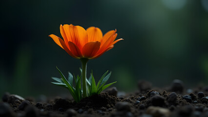 Obraz premium A flower growing in a hostile environment, symbolizing racial resilience and the ability to thrive despite adversity.