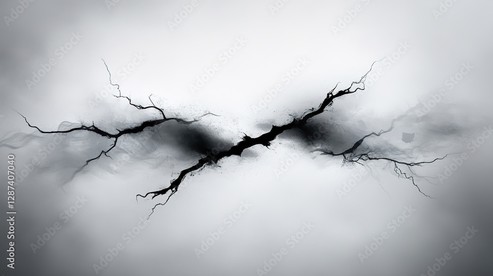 Poster dark lightning bolt effect on foggy background with texture