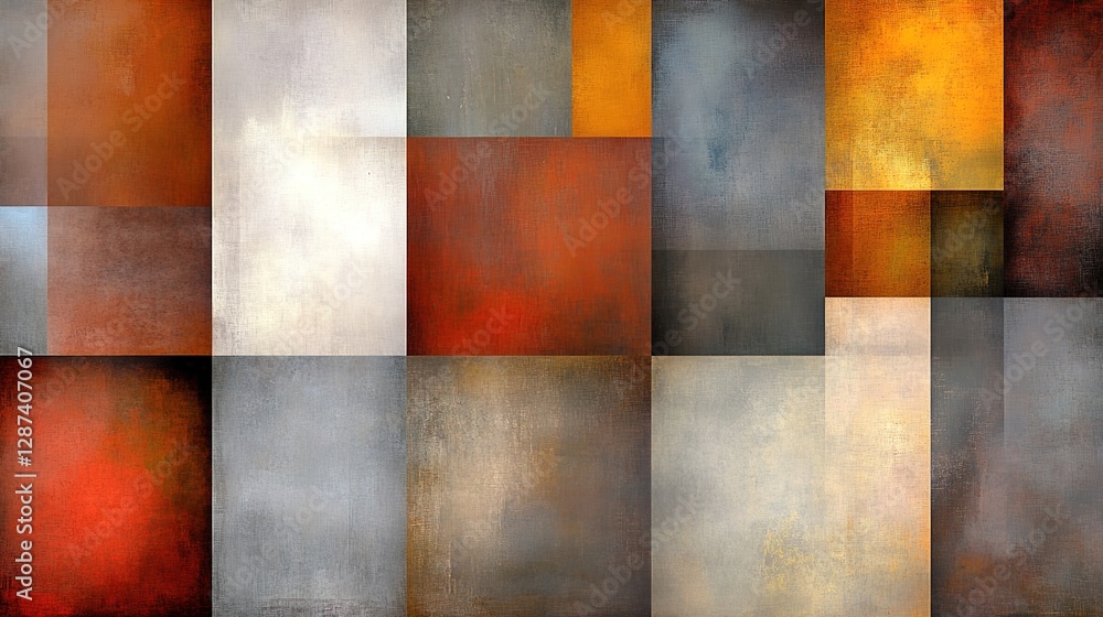 Poster abstract geometric design with warm and cool color blocks