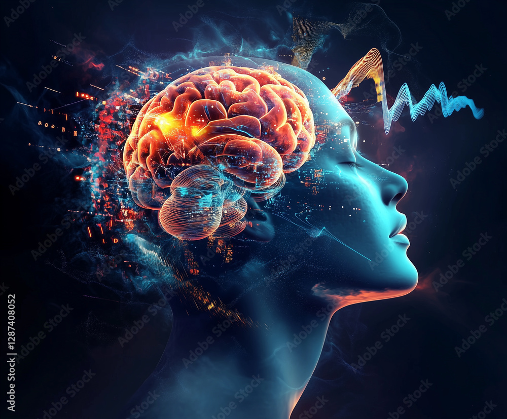 Poster image depicts surreal representation of human head with glowing brain, symbolizing connection betwee