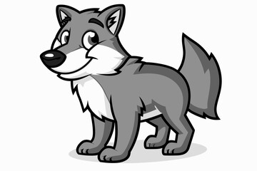 Obraz premium Basic cartoon clip art of a Wolf, bold lines, no gray scale, simple coloring page for toddlers