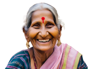 portrait of indian old woman smiling