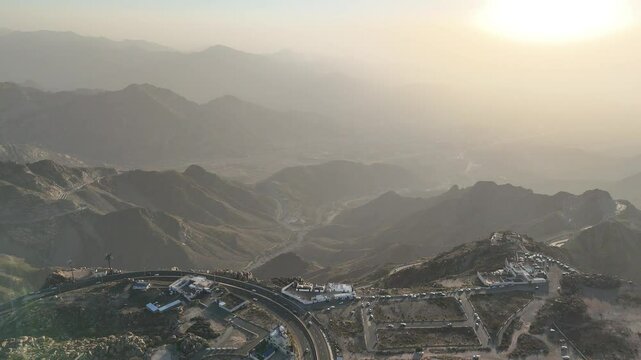 Al Taif drone 4k video Aerial view, Al Hada Mountain in Taif City top view, Saudi Arabia with Beautiful View of Mountains and Al Hada road to Mecca, Saudi tourism.