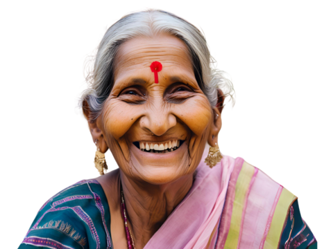 portrait of indian old woman smiling