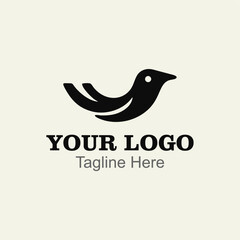 Black stylized bird logo. vector