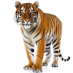 Naklejka premium Vibrant Picture of a Photo Tiger, Isolated on a White Background