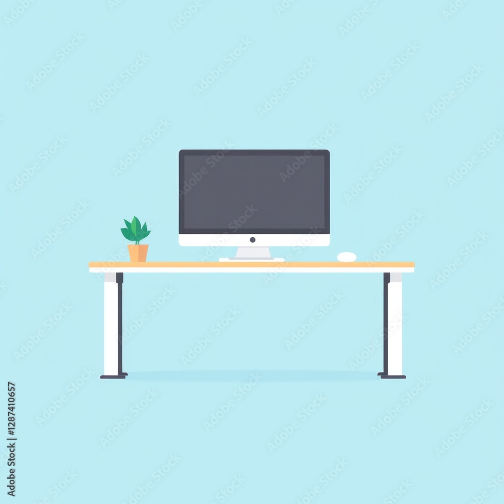 Poster modern workspace desktop with computer