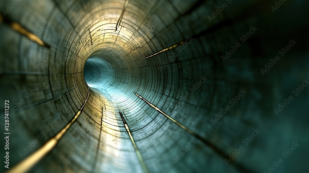 Poster abstract view of a cylindrical tunnel illuminated by soft light