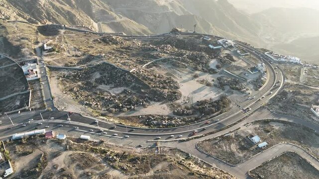 Al Taif drone 4k video Aerial view, Al Hada Mountain in Taif City top view, Saudi Arabia with Beautiful View of Mountains and Al Hada road to Mecca, Saudi tourism.