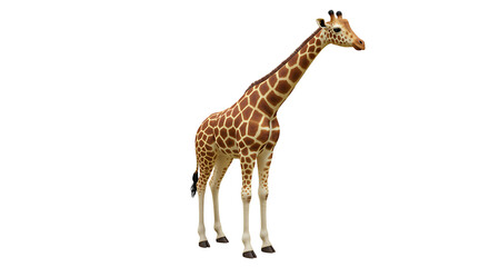 Obraz premium Standing Giraffe with Brown Spots Isolated on White Background