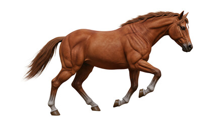 Naklejka premium Chestnut Horse Running on White Background Equine Movement Illustration