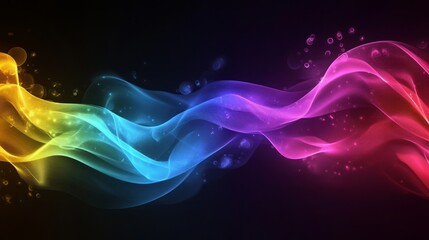 Fototapeta premium Futuristic neon waves background with glowing abstract light streaks in vibrant blue and purple hues, creating a dynamic and high-tech digital design for modern wallpapers, tech-themed graphics, and s