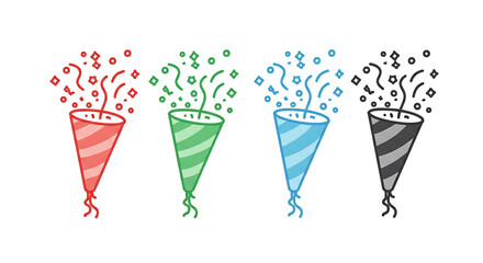 Obraz premium Colorful Party Poppers Exploding with Confetti for Celebrations and Events