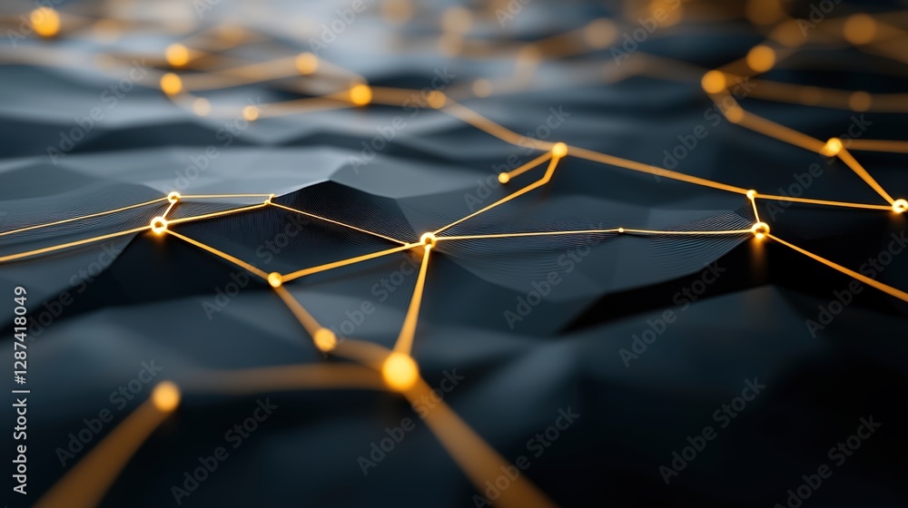 Poster abstract background with glowing lines on black textured surface