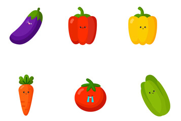 collection of vegetables mascot character