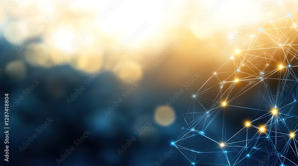 Poster abstract network with bright elements against blurred background