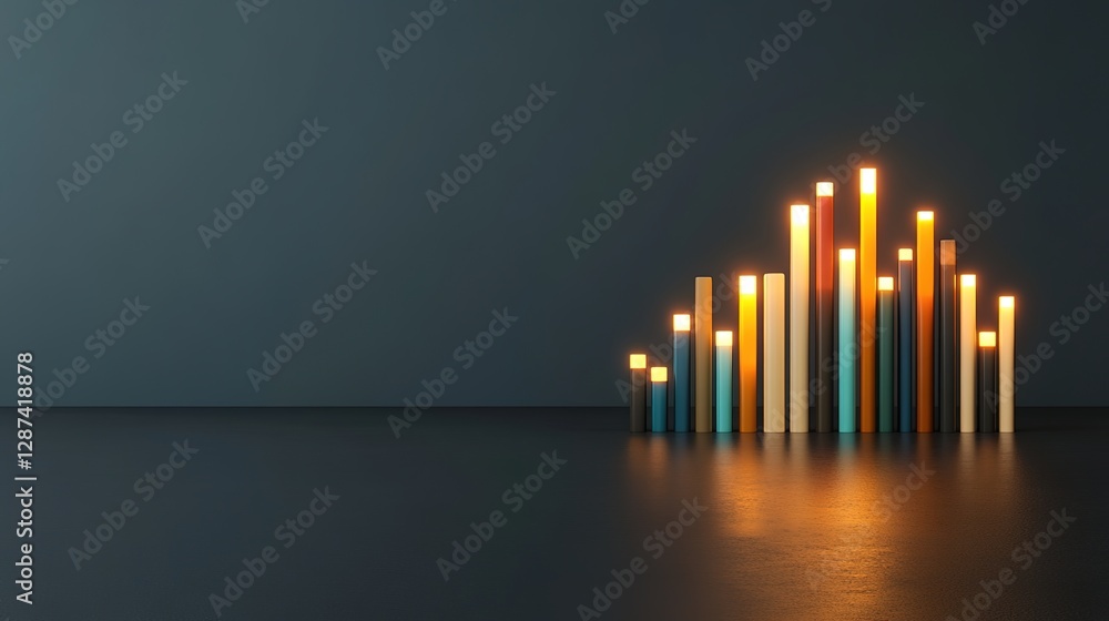Poster abstract illumination in a dark space with vertical colorful bars