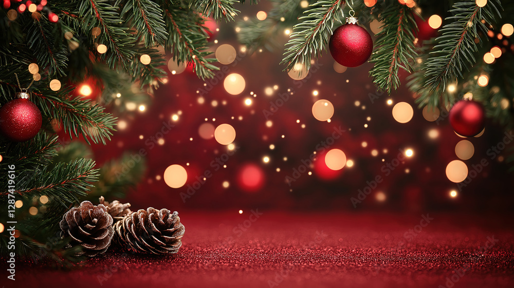 Poster a joyful christmas background with a tree and sparkling bokeh lights creating a warm holiday vibe