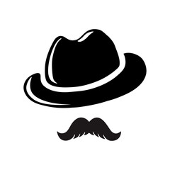 illustration of a hat and thick mustache