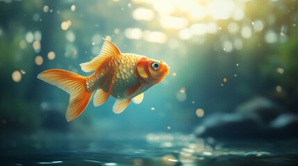 Fototapeta premium Beautiful fish swimming in the sea. Underwater world. Marine life.