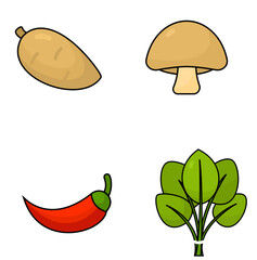 vector set of green vegetables