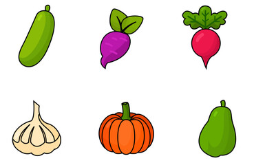 set of vegetables icons
