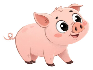 Naklejka premium Cute piglet farm setting digital cheerful mood isolated on transparent background