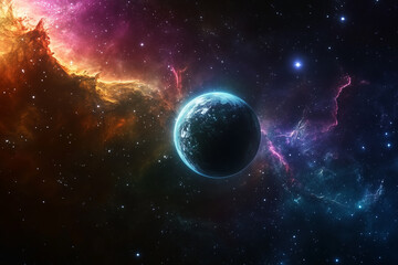 Obraz premium abstract Stunning high definition view of the solar system featuring the planets orbiting the sun against a bright purple background