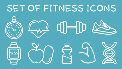 Set of hand drawn illustrations fitness and sport