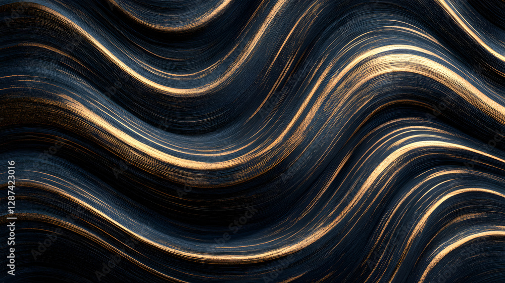 Poster black and gold wave pattern abstract design for background or texture