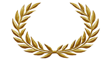 Exquisite Gold Laurel Wreath Design Golden laurel wreath symbol on a png white background,