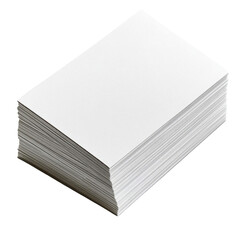 Stack of white business cards isolated on transparent background. Mockup image.