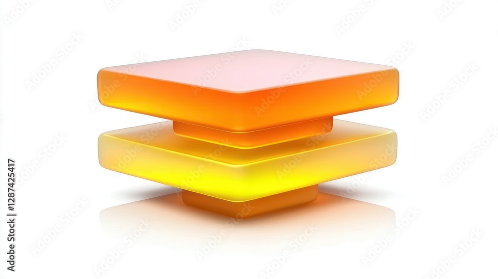 Poster abstract stacked cubes: a vibrant abstract composition showcasing two stacked, glowing cubes in shad