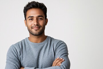 A smiling man poses with arms crossed on his chest