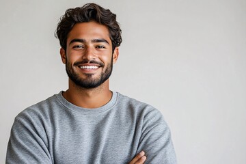 Smiling Man With Cross Arms Posing For A Photograph