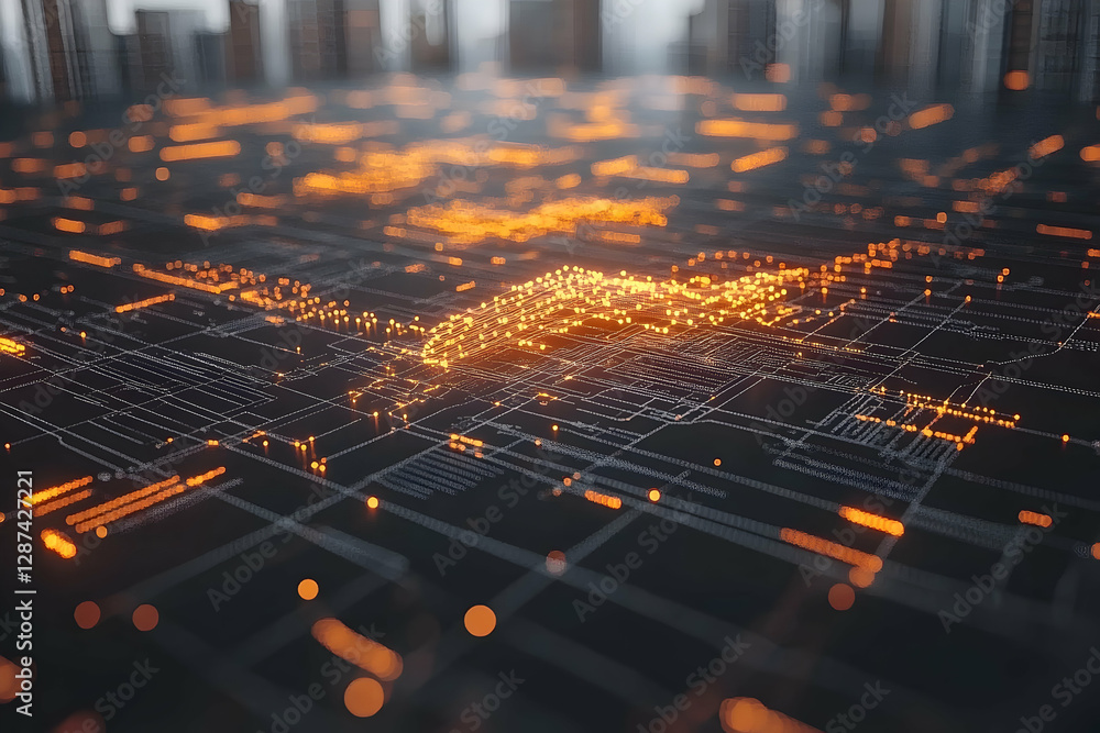Aufkleber abstract futuristic technology background with glowing circuit board pattern