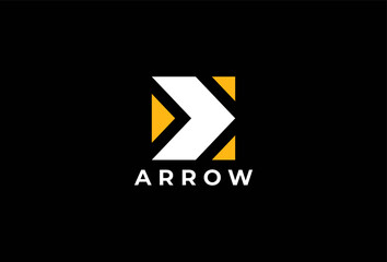 Right Arrow Logo. Minimal Logotype Concept. Simple Geometric Element for Branding, Business, Corporate, Company Related with Direction, Navigation, orientation, Growth, Delivery, Forward Symbol.