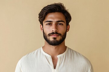 Obraz premium A handsome man with a beard and dark wavy hair