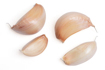 Top view fresh peeled garlic cloves