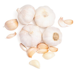 Top view two fresh peeled garlic cloves