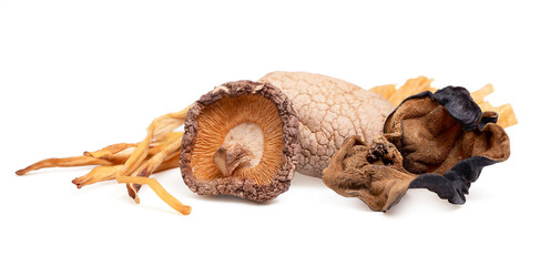 Isolated Mix dried mushrooms.