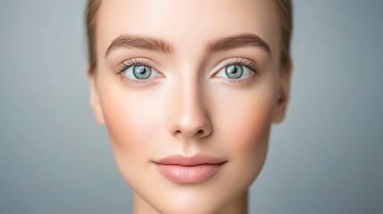 Fototapeta premium Close-up Portrait of a Beautiful Young Woman with Striking Eyes