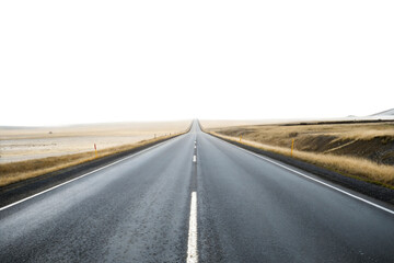 Fototapeta premium Exploring a remote highway through vast landscapes nature isolated on transparent background